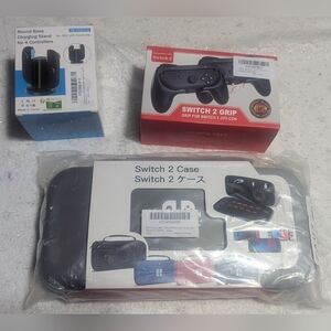 Nintendo Switch 2 Joy-Con Accessories Lot: Case (10 Slots)+Grip+4-Port Chargin